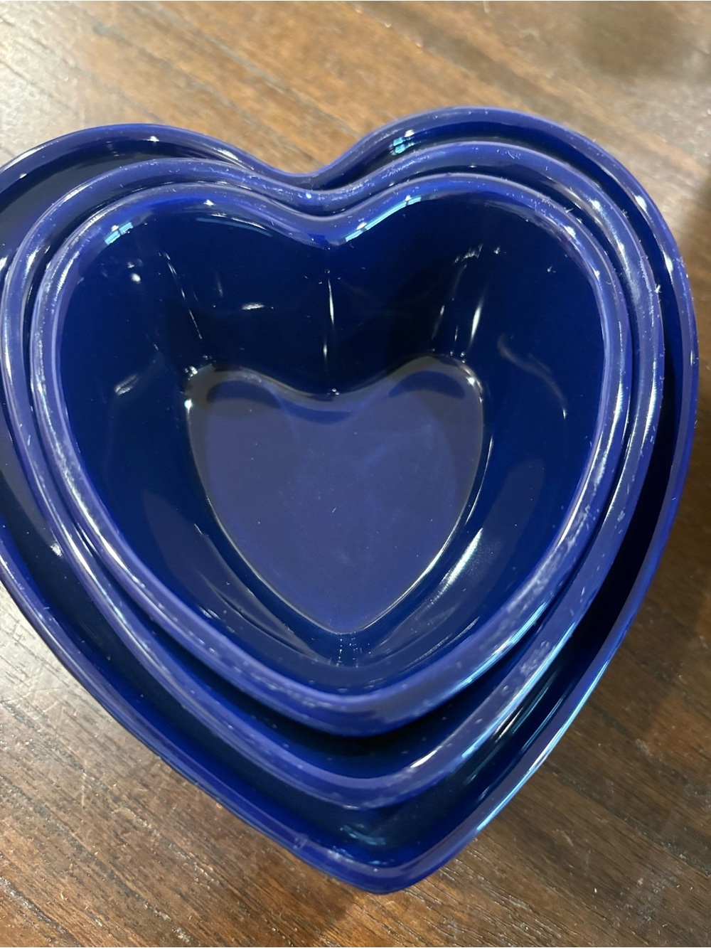 Chantal Cobalt Blue Ceramic Heart Bowls Set of 3 Ramekins Baking Dishes
